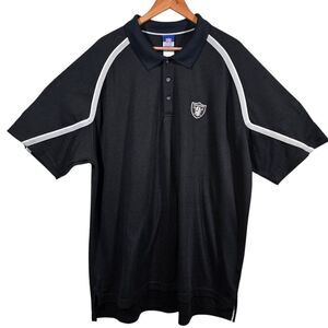 Vtg Reebok NFL Team Apparel Polo Oakland Raiders Mens‎ 2XL Black Shirt Las Vegas